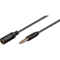 Goobay 3,5mm Jack 4-polig audio slim verlengkabel AWG28 / zwart - 1,5 meter