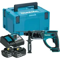 Makita SDS Plus 18V boorhamer + 2 batterijen 3Ah + oplader + MAKPAC koffer - - DHR202RFJ