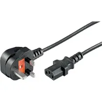 Pro C13 (recht) - Type G / Groot-Brittannië (haaks) stroomkabel | max. 5A | 3x 1,00mm | zwart | 1,8 meter
