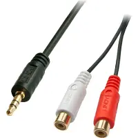 Lindy 35678 Premium - Audio-Adapter - 0.08 mm² - RCA x 2 (W) Jackplug / Cinch Audio Adapter [1x Jackplug male 3,5 mm - 2x Cinch-koppeling] Zwart