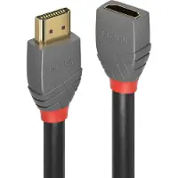 Lindy 36475 HDMI-kabel HDMI Verlengkabel HDMI-A-stekker, HDMI-A-bus 0.50 m Antraciet, Zwart, Rood 4K UHD, Vergulde steekcontacten