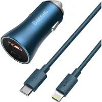 Baseus Gouden Schakelaar Pro Dubbel, Auto-adapter, Blauw
