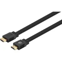 Manhattan HDMI Aansluitkabel HDMI-A-stekker, HDMI-A-stekker 10.00 m Zwart 355643 4K UHD, Afgeschermd (dubbel), Plat, Platte uitvoering HDMI-kabel