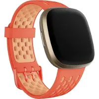 Fitbit Versa 3/Sense Sportarmband L (Silicone, Versa 3, Gevoel), Horlogebandjes, Roze, Oranje