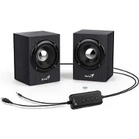 Genius SP-HF385BT, Luidsprekers, 2.0, 4W, Bluetooth, 3,5mm jack, USB, houten, zwart