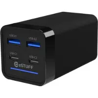 ESTUFF Multilader PD65W 2C+2A (65 W), USB-lader, Zwart