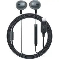 Acefast Oordopjes met kabel en Lightning-aansluiting, 1,2 meter, luid, zwart