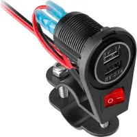 Peiying Basic USB Motorfietslader 12V - 1x USB-A 1A - 1x USB-A 2.1A - 10W - Zwart