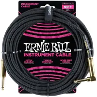 Ernie Ball 18ft Straight-Angle Braided Instrument Cable Black/Gold