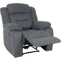 Mendler Televisiefauteuil -J57, XXL-relaxfauteuil, tv-ligfauteuil, Nosag-vering, suède-look stof/textiel, tot 200 kg ~ grijsblauw