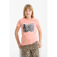Me & My Monkey T-shirt met printopdruk Roze Meisjes Katoen Ronde hals Printopdruk - maat 110/116