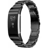 Strap-it Stalen Smartwatch bandje - Geschikt voor Fitbit Charge 2 stalen band - zwart - Horlogeband / Polsband / Armband