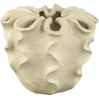 Ptmd Rudie Cream Matt Ceramic Pot With Wavy Print M (Beige, 32.5x28x32.5cm)