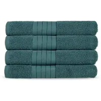 Good Morning Badstof Handdoek 100% Katoen 50x100cm - dark green - Set van 4