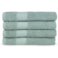 Good Morning Badstof Handdoek 100% Katoen 50x100cm - olive green - Set van 4