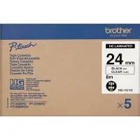 Brother HGE-151V5 - Zwart op transparant - Rol (2,4 cm x 8 m) - 5 cassettes met gelamineerde band - geschikt voor P-Touch PT-9500pc, PT-9700PC, PT-9800PCN