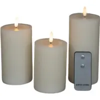 Anna's Collection Led kaars 7,5 x 10 cm, 12,5 cm, 15 cm | Ivoor | 3D vlam | 3 stuks