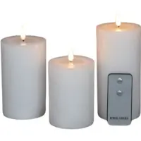 Annas collection 3St Wit Kaars Wax Rustiek 3D Lont 7,5X10/12,5/15Cm Afstandsbediening 3X3Aaa Anna's Collection