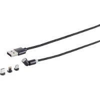 Shiverpeaks USB-A Magnetladekabel, 3in1, 540°, schwarz, 1m