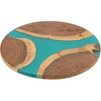 J-Line Snijplank Rond Acacia Hout/Hars Naturel/Blauw