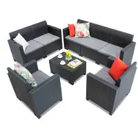 BICA Technorattan set met tafel Nebraska Coffee 7 antraciet