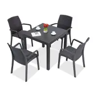 BICA Kunststof rotan meubelset Dallas/Indiana antraciet voor 4 personen