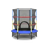 Jump Hero Tuintrampoline Mini met veiligheidsnet aan binnenkant 140 cm blauw-geel