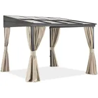 Garden Point Aluminium terrasoverkapping 3 x 3 m Tarragona met beige gordijnen