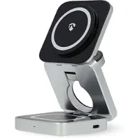 Nedis Draadloze oplader | 3-in-1 | 2,5 / 5 / 15 W | LED-indicator tijdens gebruik | Inclusief kabel | USB-A / USB-C | 1,50 m