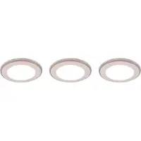 TRIO Set van 3 LED inbouwspots, plat, diameter 8 cm, met kleurverandering, afstandsbediening, dimbaar, wit