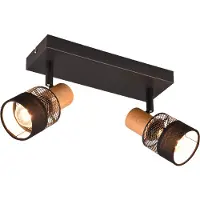 TRIO 2-lichts opbouwspot Nandini zwart met hout