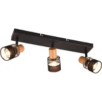 TRIO 3-lichts opbouwspot Nandini zwart met hout