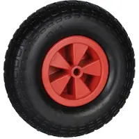 Relaxdays kruiwagenwiel - 4.00-6 - rubberen band - kunststof velg - anti-lek - 100 kg - zwart-rood