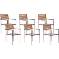Beliani VIAREGGIO II - Tuinstoel set van 6 - Lichte houtkleur - Teakhout