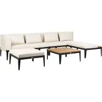 Beliani BRACCIANO - Loungeset 4-zits ottomaan - Lichtbeige - Acaciahout