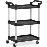 Usorteret Servicewagen - 3 planken - 90 kg - 63 x 40 cm - zwart