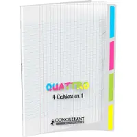 Conquerant Cahier "4 en 2,50cm (1"), 240 x 320 mm, seyès couverture en Polypro, 140 pages, agrafé, papier de 90