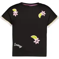 B.NOSY T-shirt zwart Meisjes Stretchkatoen Ronde hals All over print - maat 116