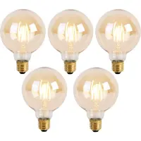 LUEDD Set van 5 E27 3-staps dimbare LED lamp G95 Goldline 5W 530 lm 2200K