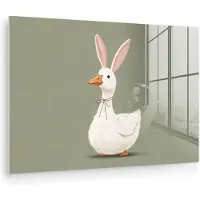 MuchoWow Glasschilderij 180x120 cm - Schilderij acrylglas - Eend - Konijnoren - Grijs - Foto op glas - Muurdecoratie woonkamer - Wanddecoratie slaapkamer - Schilderijen