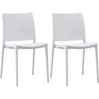 CLP Meton Set van 2 Tuinstoelen - Stapelbaar - Onderhoudsvriendelijk - Weerbestendig - wit