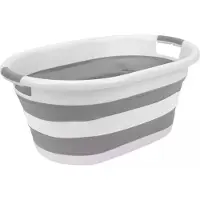 Benson Opvouwbare wasmand - 39 liter - ruimtebesparend - grijs - siliconen handvatten