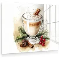 MuchoWow Glasschilderij 120x90 cm - Schilderij acrylglas - Winter - Koffie - Warm - Decoratie - Foto op glas - Muurdecoratie woonkamer - Wanddecoratie slaapkamer - Schilderijen