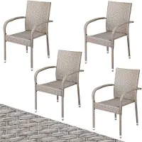 Casaria Polyrotan Tuinstoel Comfort 4 stuks Crème