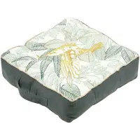 Stof Textile Vloerkussen Leaves - groen/wit - katoen - 45 x 45 x 10 cm - vierkant - Extra dik - extra zitplaatsen - spelen - gamen - relaxen