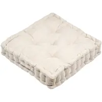 Stof Textile Vloerkussen Ribcord - lichtbeige - 45 x 45 x 10 cm - vierkant - Extra dik - extra zitplaatsen - spelen - gamen - relaxen