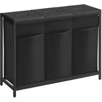 Acaza Wasmand - Wasmand Met Deksel - 3 Vakken - 160 L - 95 x 33 x 71cm - Zwart