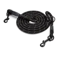 Nobleza Hondenriem 2 meter - 2 Musketonhaken - Joggingriem - Rond - Reflecterend - Zwart