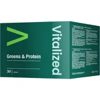 Vitalized Greens & Protein Zakjes | Mix van plantaardige eiwitbronnen, bladgroenten en spirulina (30 Zakje(s))