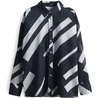 Opus Blouse 'Fenlo' nachtblauw / wit